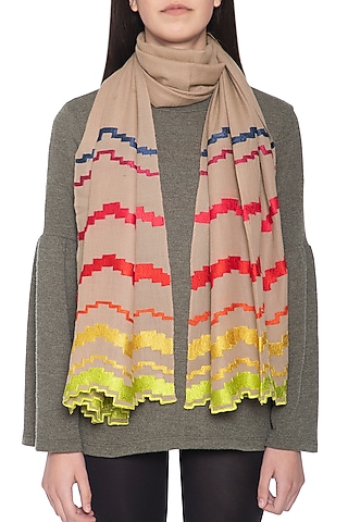 Mouse embroidered geometrical stole by Vilasa