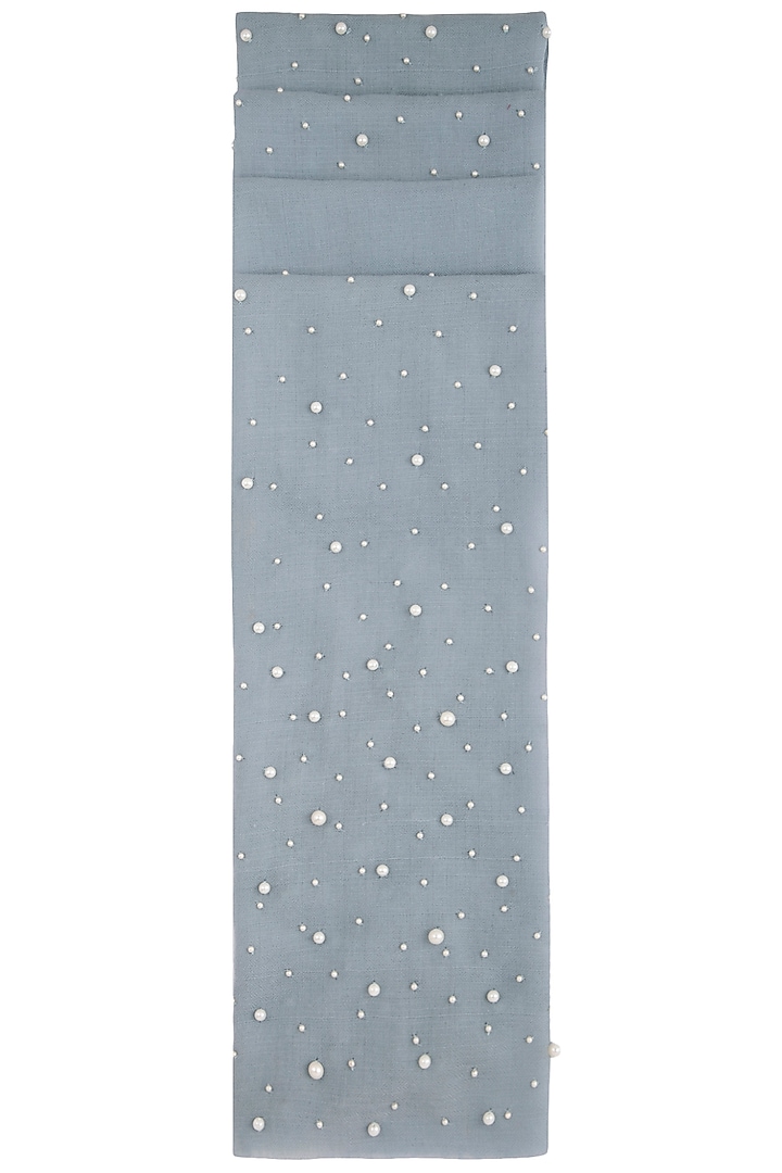 Light blue embroidered dyed stole by Vilasa at Pernia's Pop Up Shop