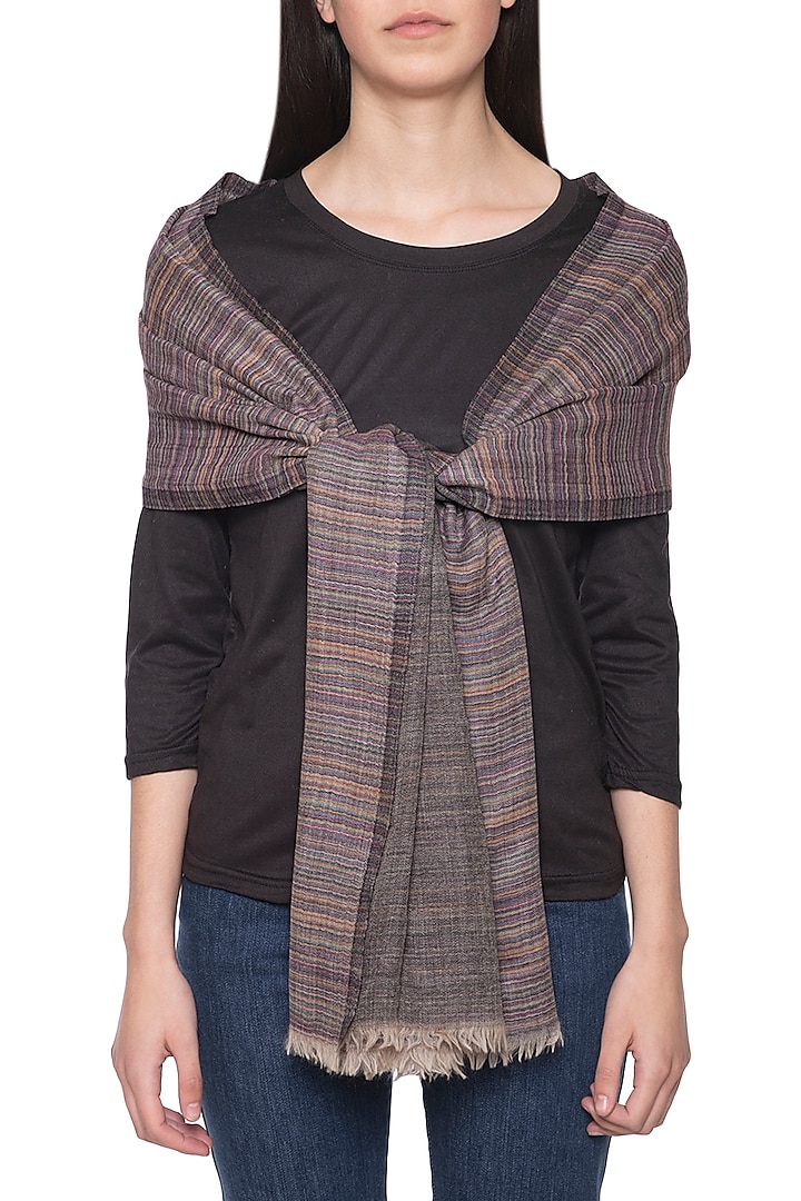 Black stripes and solid reversible stole by Vilasa