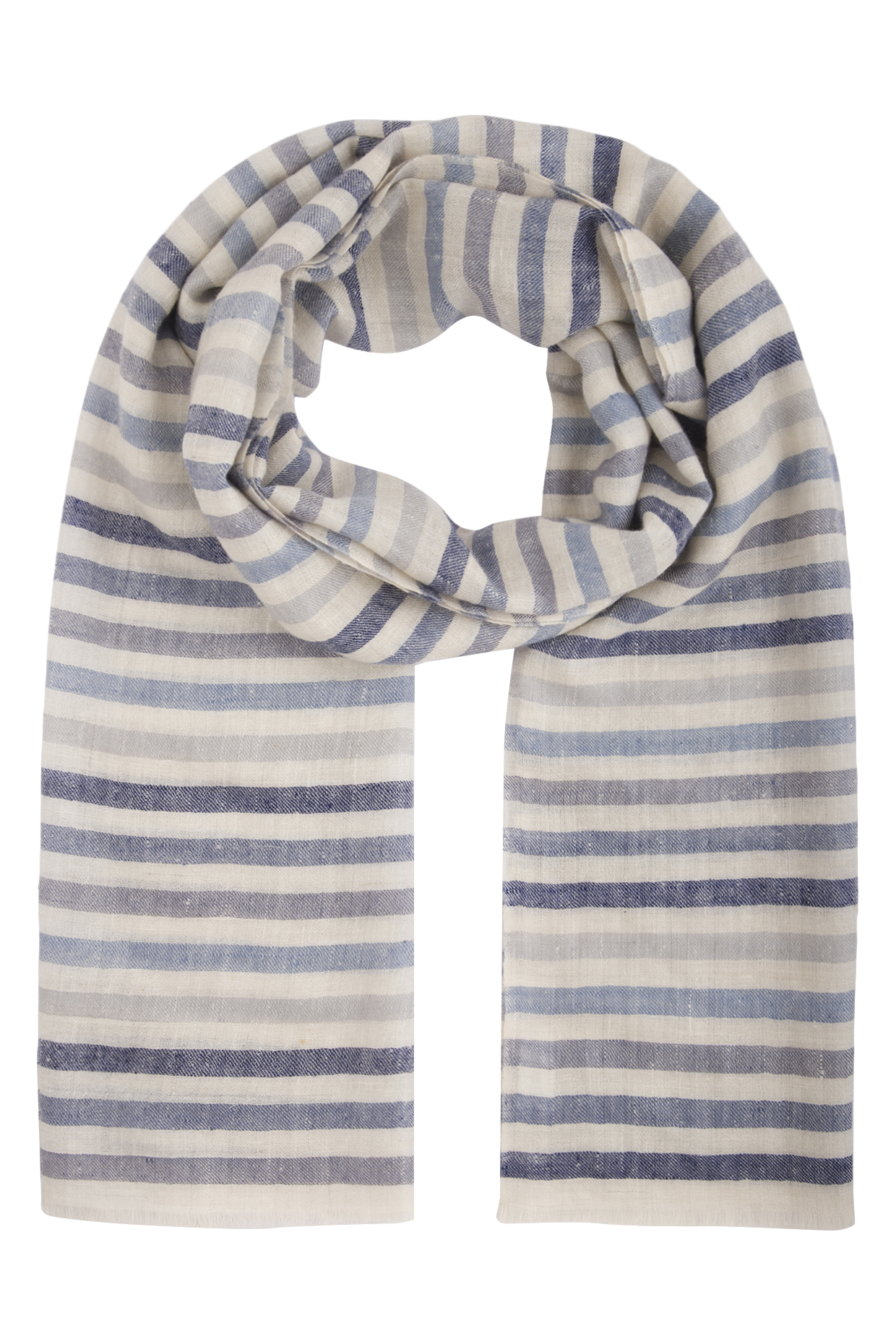 Blue Handwoven Tonal Stripes Stole by Vilasa