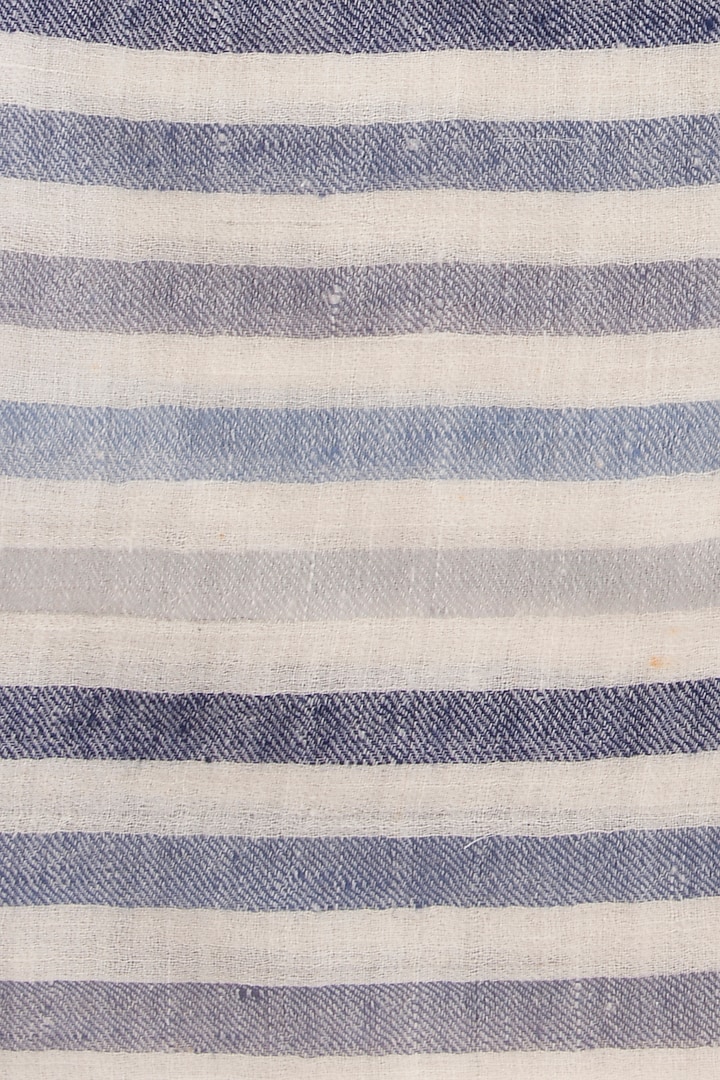 Blue Handwoven Tonal Stripes Stole by Vilasa at Pernia's Pop Up Shop