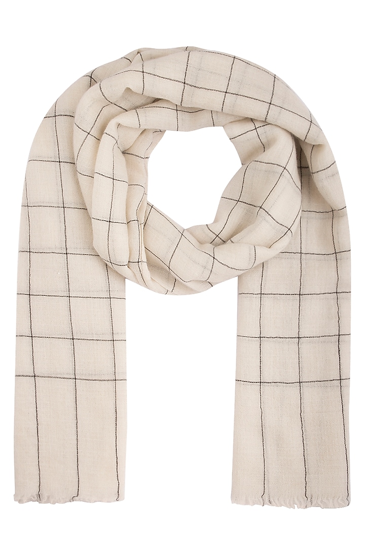 White handwoven checkered shawl by Vilasa at Pernia's Pop Up Shop