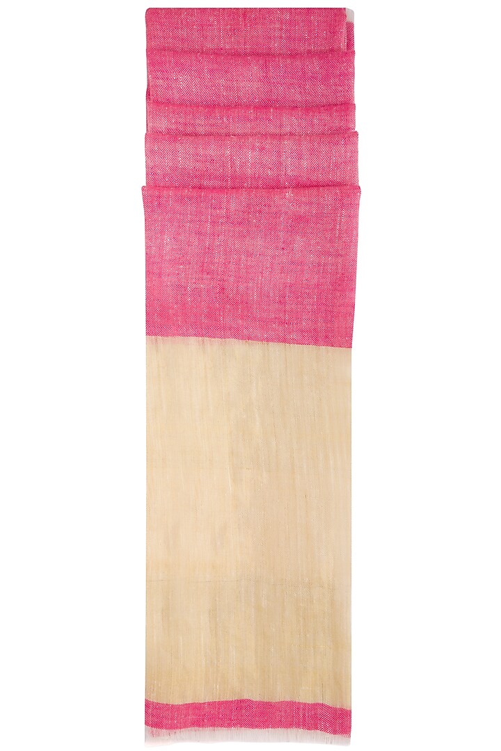 Pink Handwoven Zari Stole by Vilasa