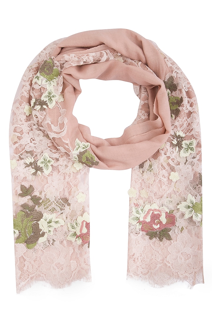 Blush pink embroidered stole by Vilasa at Pernia's Pop Up Shop