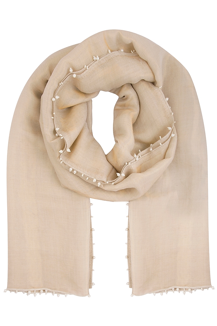 Off white embroidered reversible stole by Vilasa at Pernia's Pop Up Shop