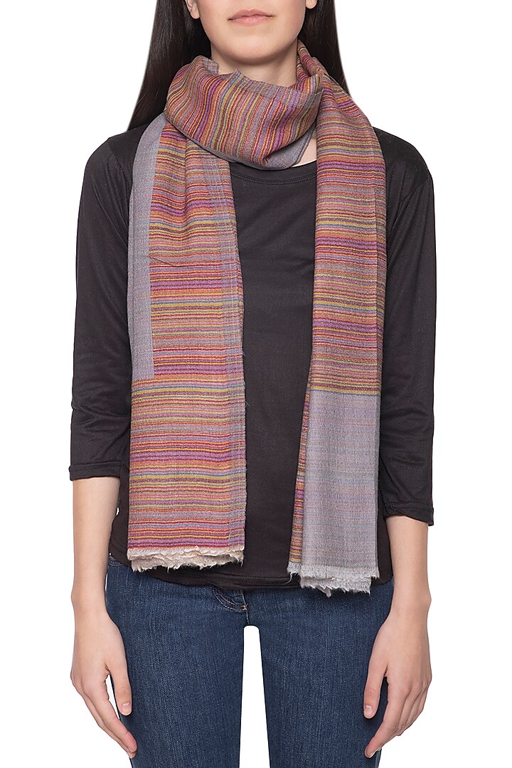 Grey striped reversible stole by Vilasa