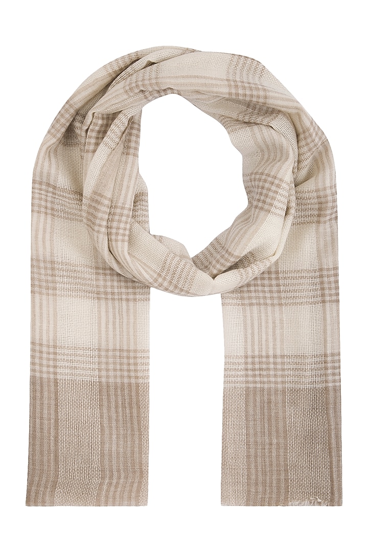 Off white pashmina geometric stole by Vilasa at Pernia's Pop Up Shop