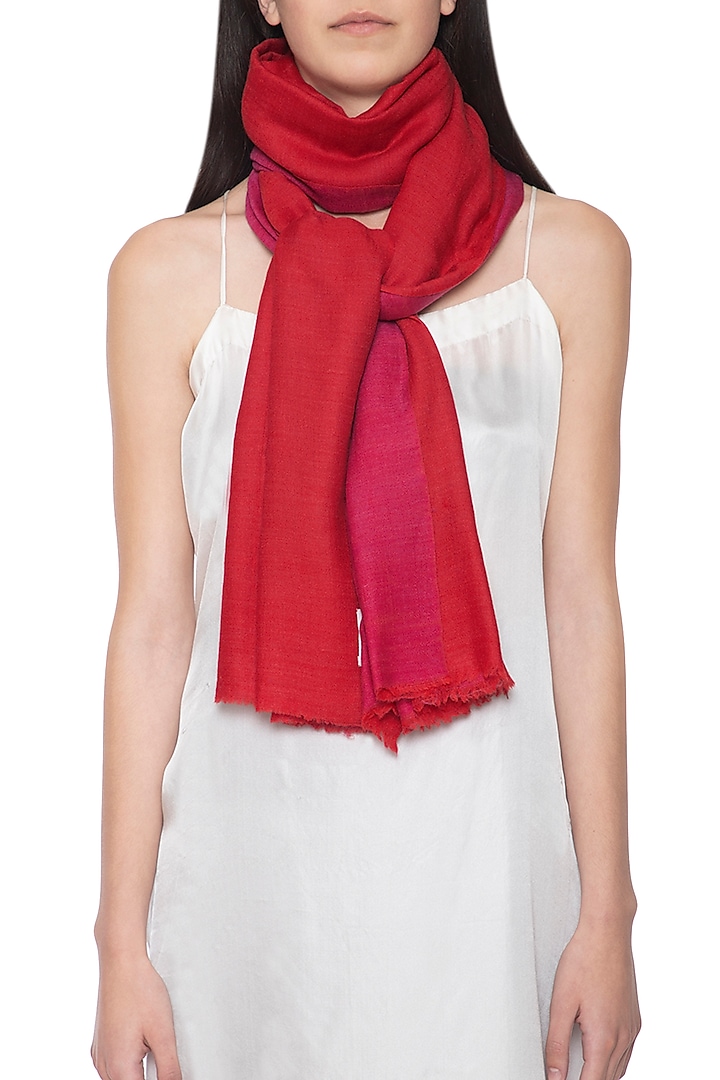 Red & Pink Reversible Stole by Vilasa