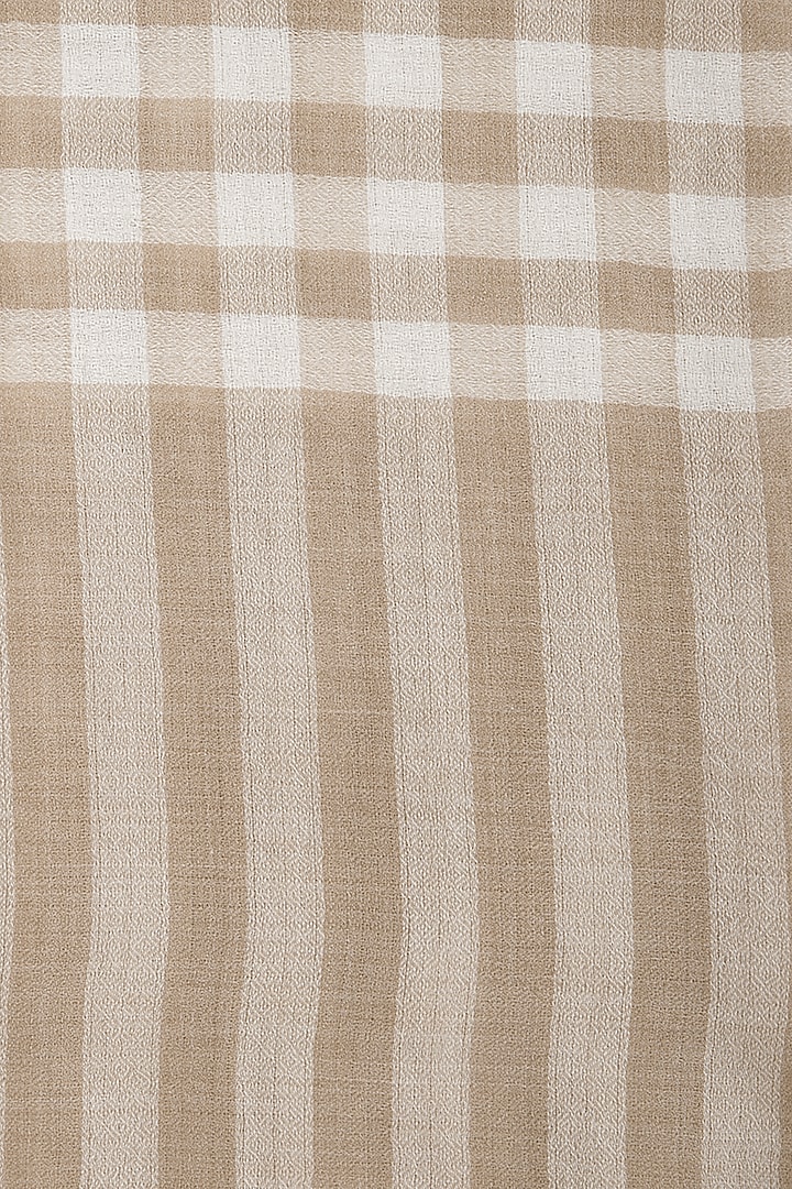 Light brown and off white geometrical hand woven stole by Vilasa at Pernia's Pop Up Shop