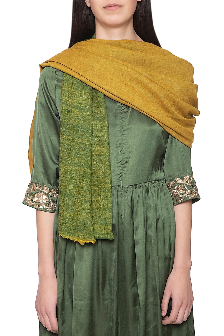 Ochre yellow and green reversible stole by Vilasa