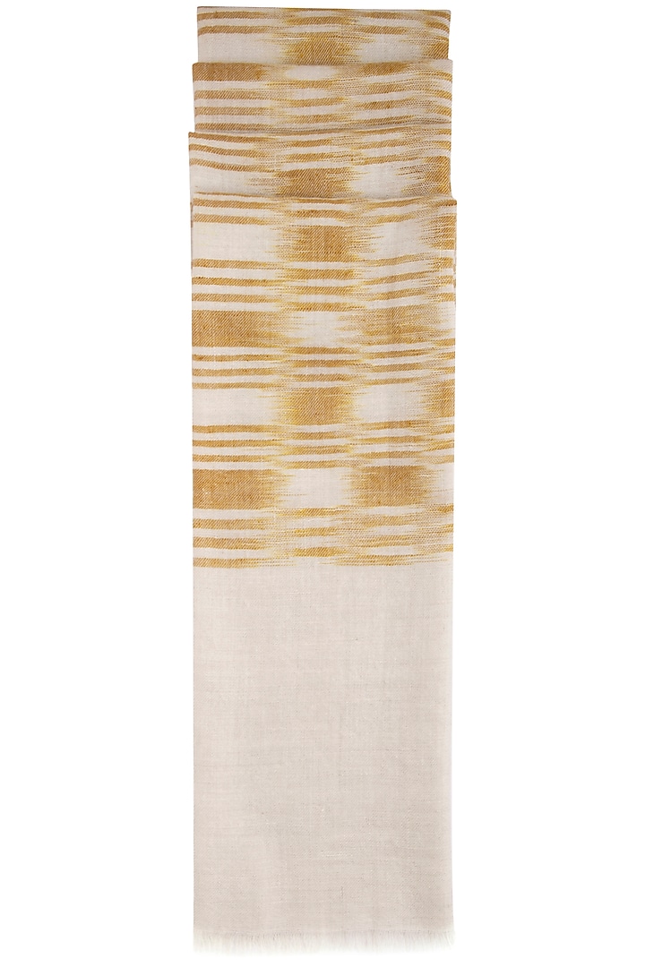 Ochre yellow geometric ikat stole by Vilasa at Pernia's Pop Up Shop