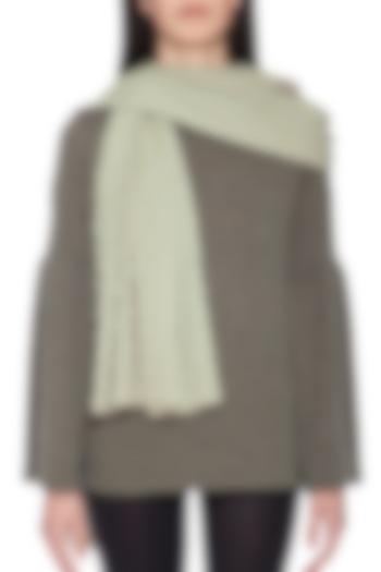 Sage green embroidered dyed stole by Vilasa