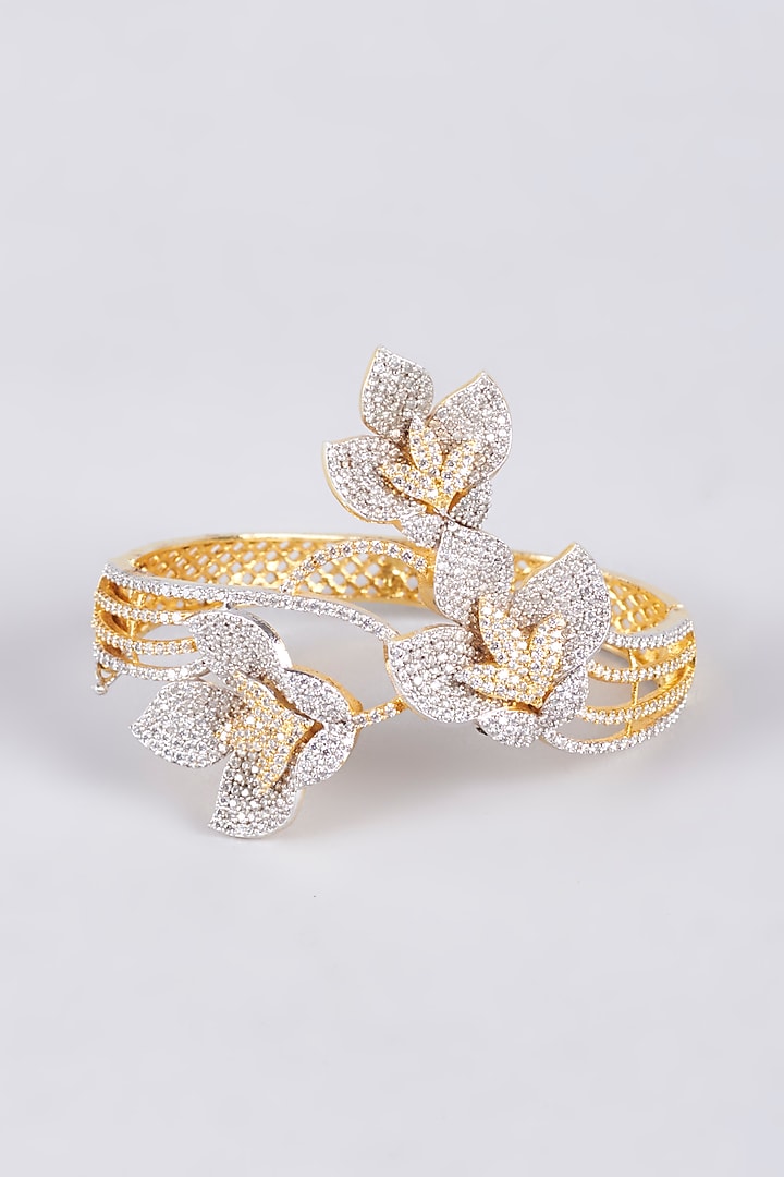 Two-Tone Finish Zircon Kada by Vivinia By Vidhi Mehra at Pernia's Pop Up Shop