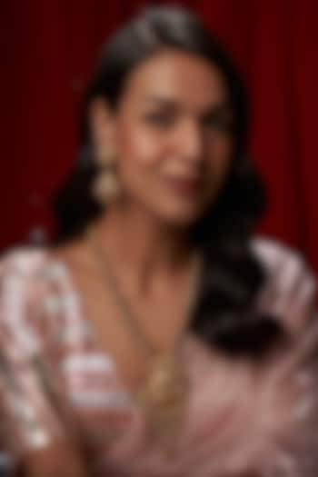 Gold Finish Temple Long Necklace Set by Vivinia By Vidhi Mehra at Pernia's Pop Up Shop