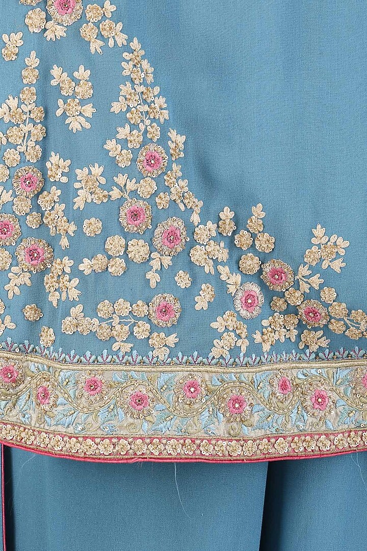 Blue sequins embroidered kurta and pants set available only at Pernia's Pop Up Shop.