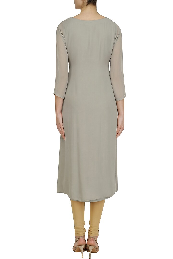 Grey swarovski work asymmetrical kurta available only at Pernia's Pop Up Shop.