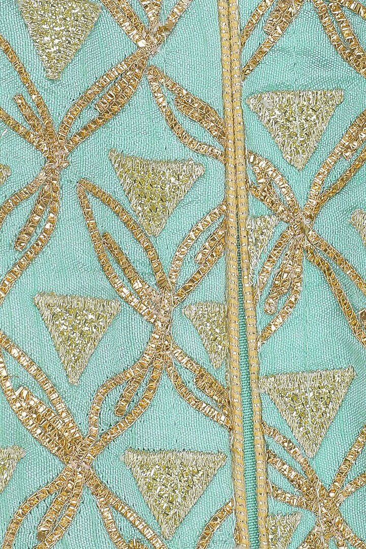 Teal blue floral embroidered anarkali and pants set available only at Pernia's Pop Up Shop.