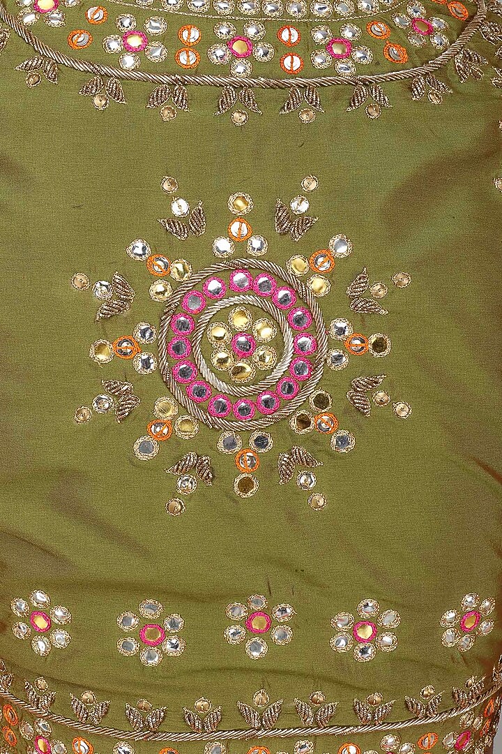 Green embroidered blouse and lehenga available only at Pernia's Pop Up Shop.