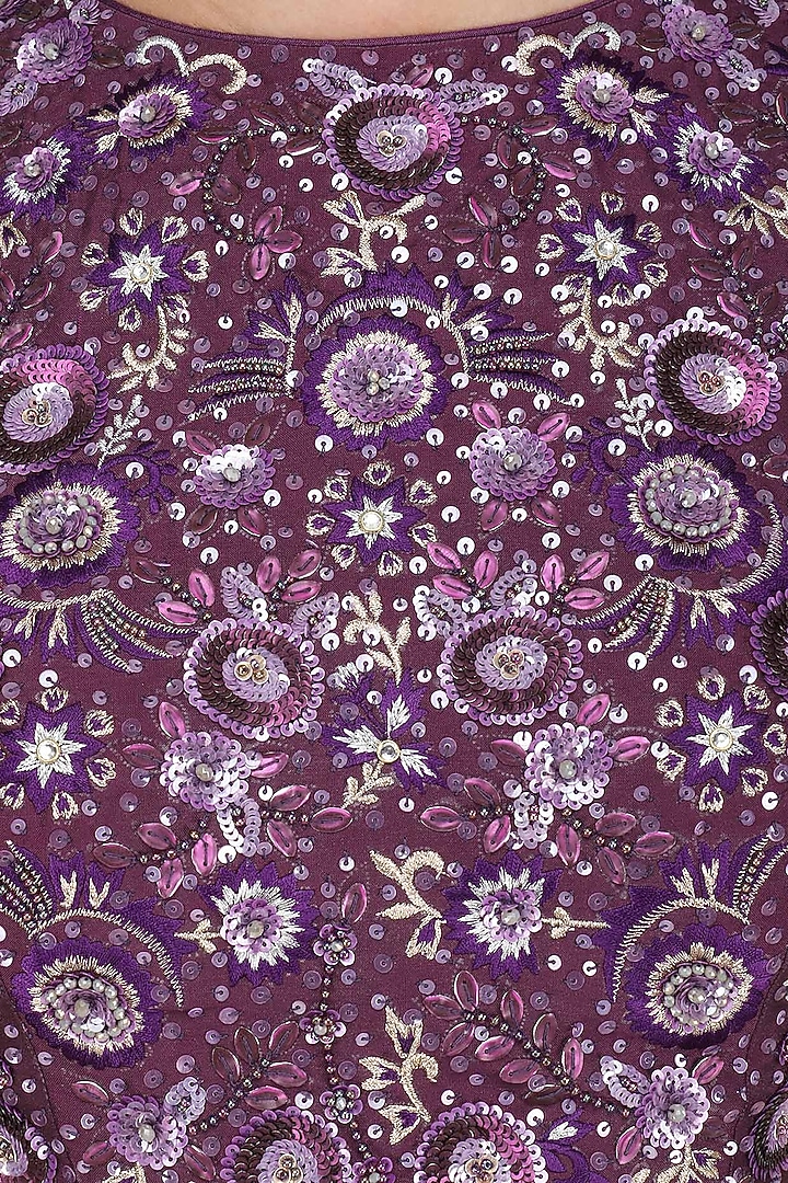 Purple and grey sequins embroidered lehenga set available only at Pernia's Pop Up Shop.
