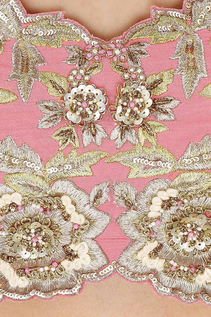 Pink and ivory embroidered lehenga set available only at Pernia's Pop Up Shop.