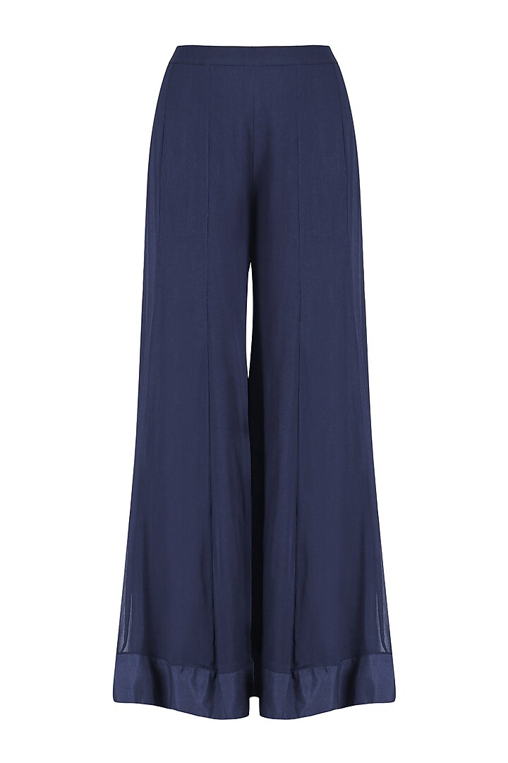 Navy blue embroidered short kurta and palazzo pants set available only at Pernia's Pop Up Shop.