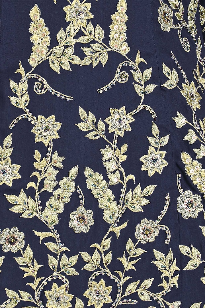 Navy blue embroidered short kurta and palazzo pants set available only at Pernia's Pop Up Shop.