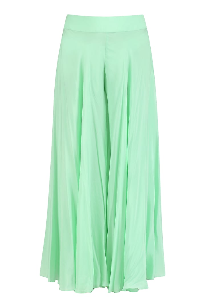 Mint green off shoulder short kurta and sharara pants set available only at Pernia's Pop Up Shop.