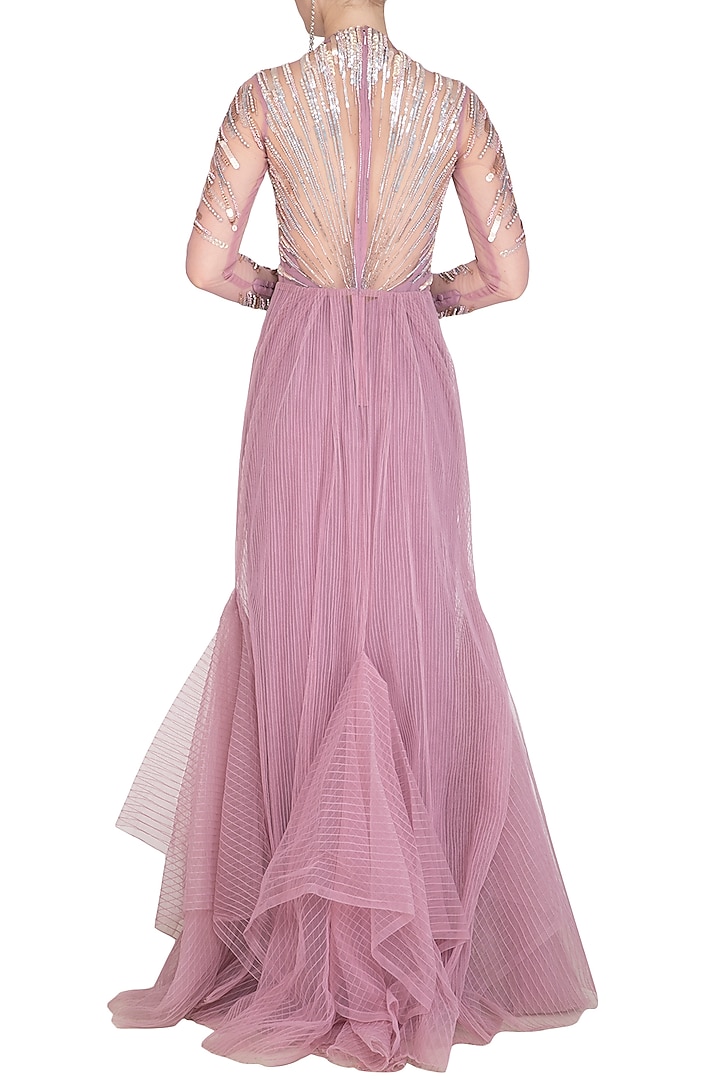Lavender Tulle & Crepe Embellished Wedding Gown by Vivek Patel at Pernia's Pop Up Shop