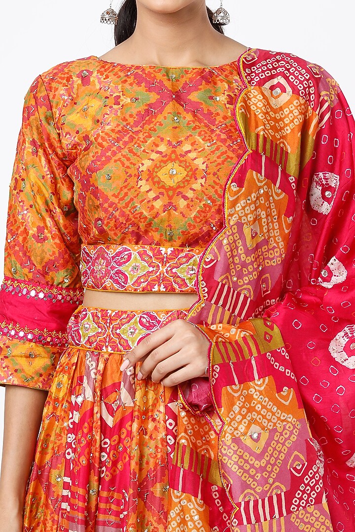 Mustard Silk Gota Patti Embroidered Lehenga Set by Vasansi Jaipur at Pernia's Pop Up Shop