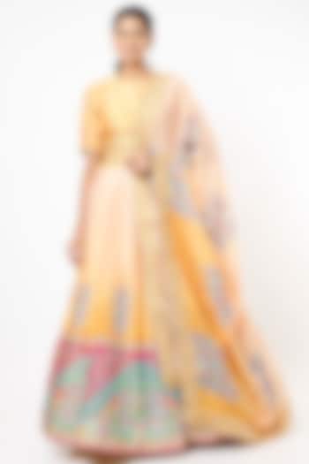 Yellow Embroidered Lehenga Set by Vasansi Jaipur