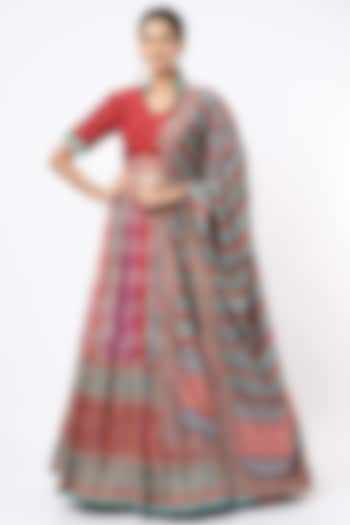 Multi-Colored Embroidered Lehenga Set by Vasansi Jaipur