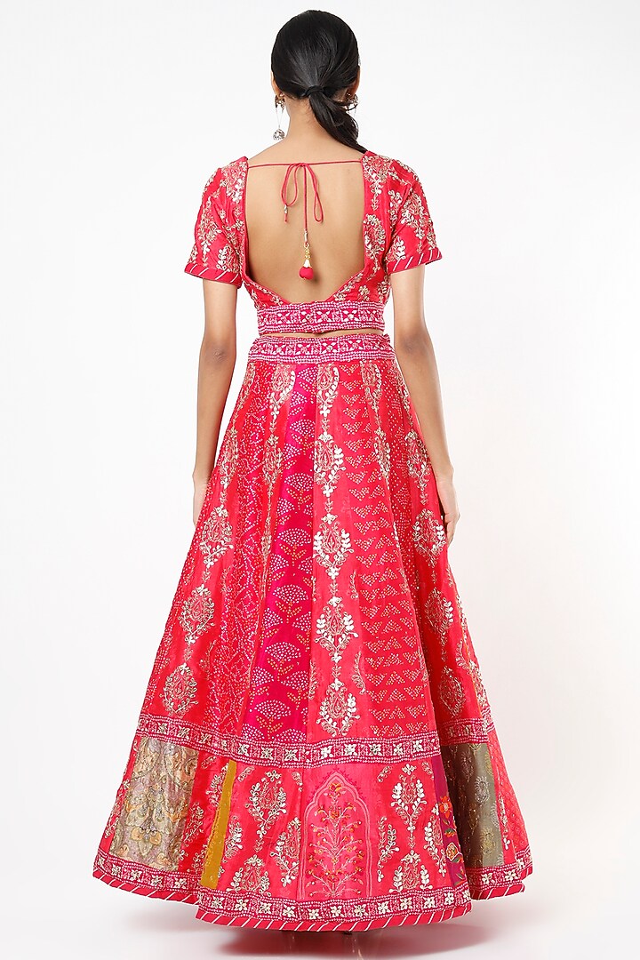 Scarlet Red Silk Gota Patti Embroidered Wedding Lehenga Set by Vasansi Jaipur at Pernia's Pop Up Shop
