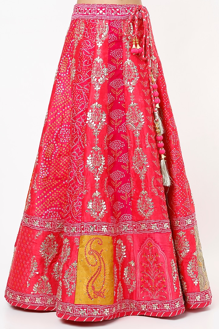 Scarlet Red Silk Gota Patti Embroidered Wedding Lehenga Set by Vasansi Jaipur at Pernia's Pop Up Shop