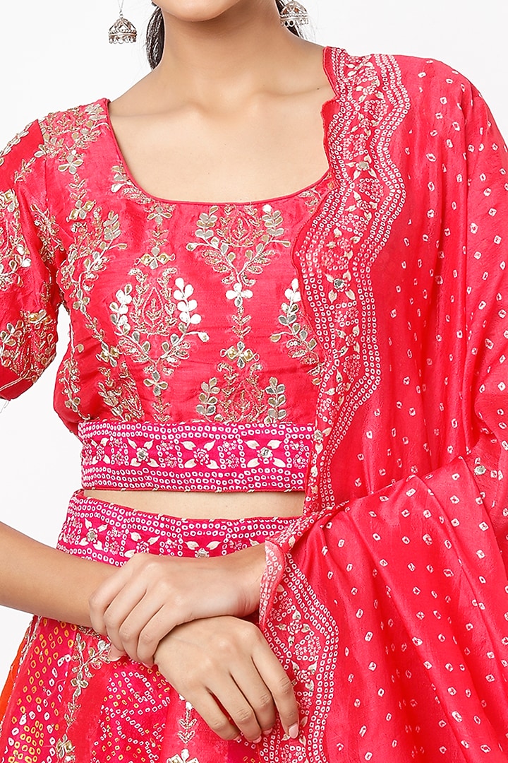 Scarlet Red Silk Gota Patti Embroidered Wedding Lehenga Set by Vasansi Jaipur at Pernia's Pop Up Shop