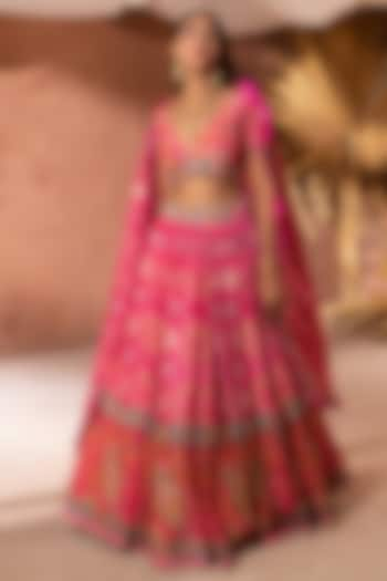 Pink Vasansi Silk Patola Printed & Sequins Handwork Wedding Lehenga Set by Vasansi Jaipur at Pernia's Pop Up Shop