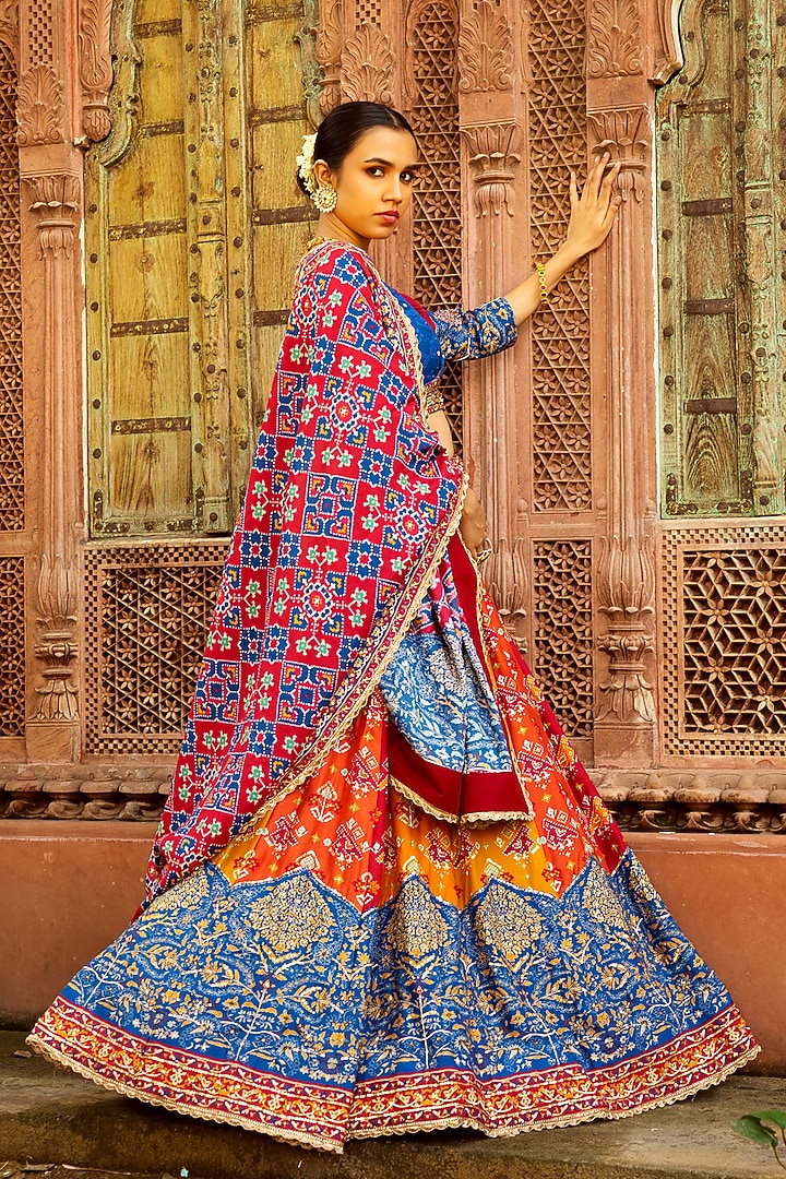 Multi-Colored Vasansi Silk Printed & Sequins Work Lehenga Set by Vasansi Jaipur at Pernia's Pop Up Shop