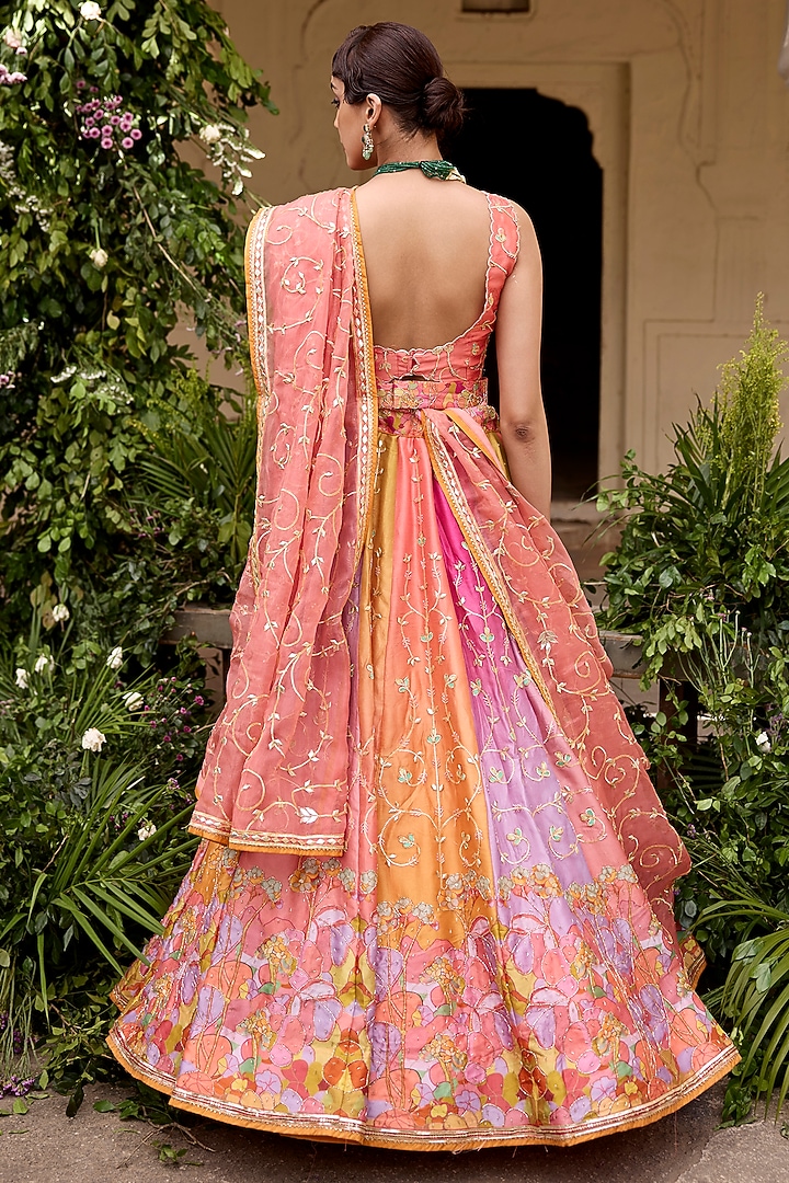 Multi-Colored Vasansi Silk Gota Patti Work Wedding Lehenga Set by Vasansi Jaipur at Pernia's Pop Up Shop