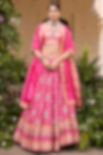 Pink Vasansi Silk Sequins Work Wedding Lehenga Set by Vasansi Jaipur at Pernia's Pop Up Shop