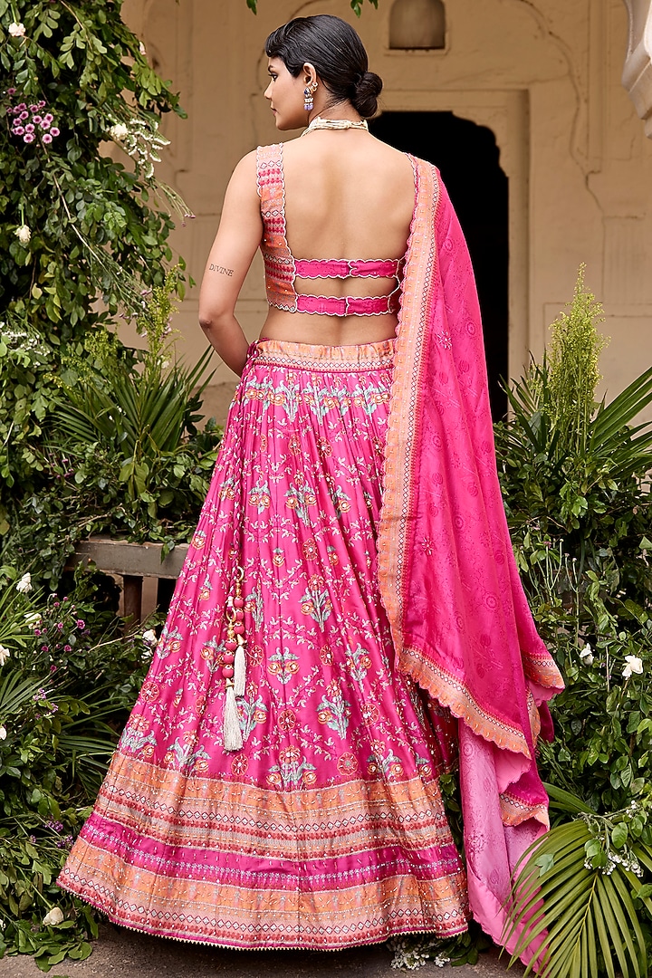 Pink Vasansi Silk Sequins Work Wedding Lehenga Set by Vasansi Jaipur at Pernia's Pop Up Shop