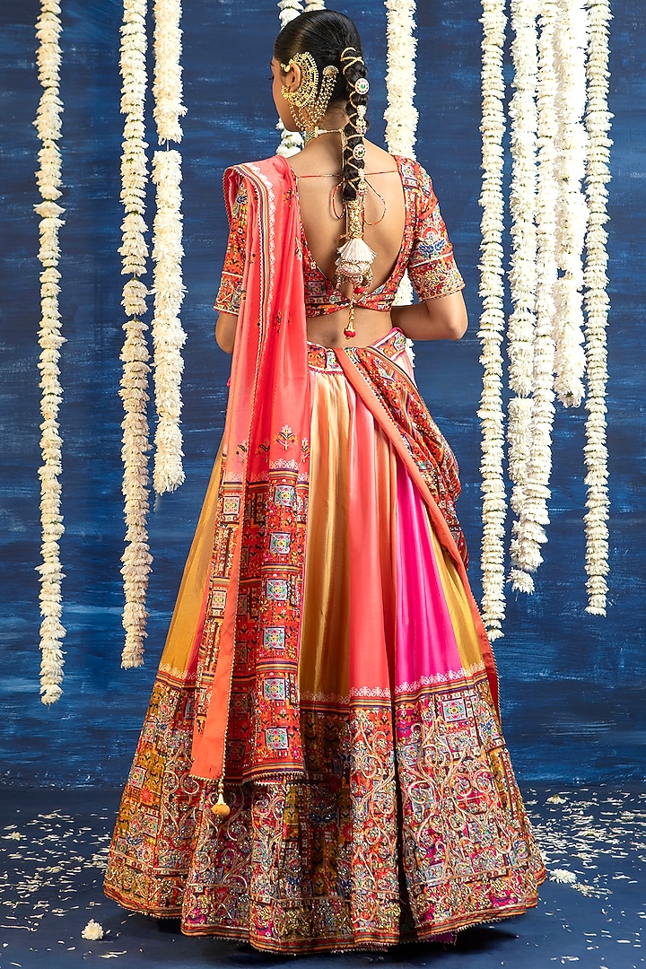 Multi-Colored Vasansi Silk Gota Work Wedding Lehenga Set by Vasansi Jaipur at Pernia's Pop Up Shop