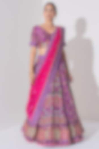 Purple Vasansi Silk Cutdana Embroidered Wedding Lehenga Set by Vasansi Jaipur at Pernia's Pop Up Shop