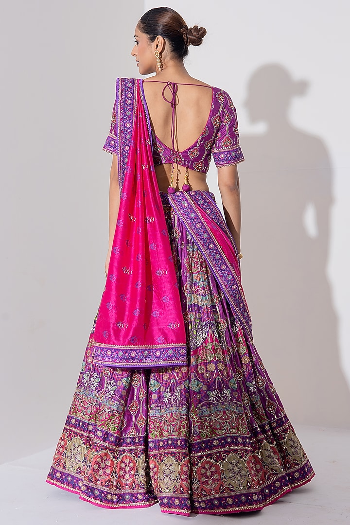Purple Vasansi Silk Cutdana Embroidered Wedding Lehenga Set by Vasansi Jaipur at Pernia's Pop Up Shop