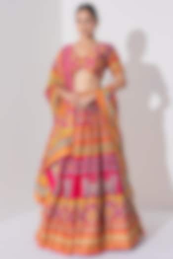 Multi-Colored Vasansi Silk Printed & Embroidered Wedding Lehenga Set by Vasansi Jaipur at Pernia's Pop Up Shop
