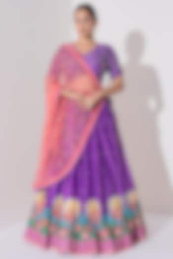 Purple Vasansi Silk Cutdana Embroidered Wedding Lehenga Set by Vasansi Jaipur at Pernia's Pop Up Shop