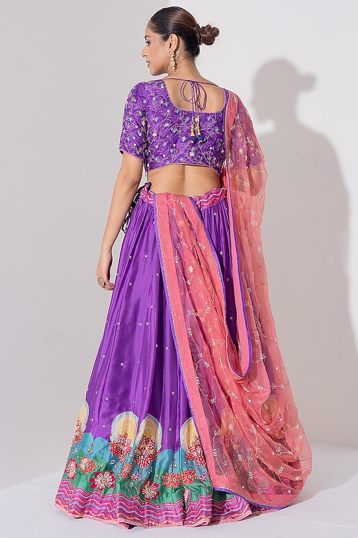 Purple Vasansi Silk Cutdana Embroidered Wedding Lehenga Set by Vasansi Jaipur at Pernia's Pop Up Shop