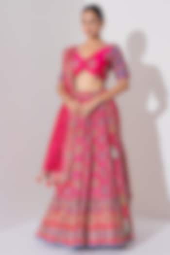 Pink Vasansi Silk Printed & Embroidered Wedding Lehenga Set by Vasansi Jaipur at Pernia's Pop Up Shop