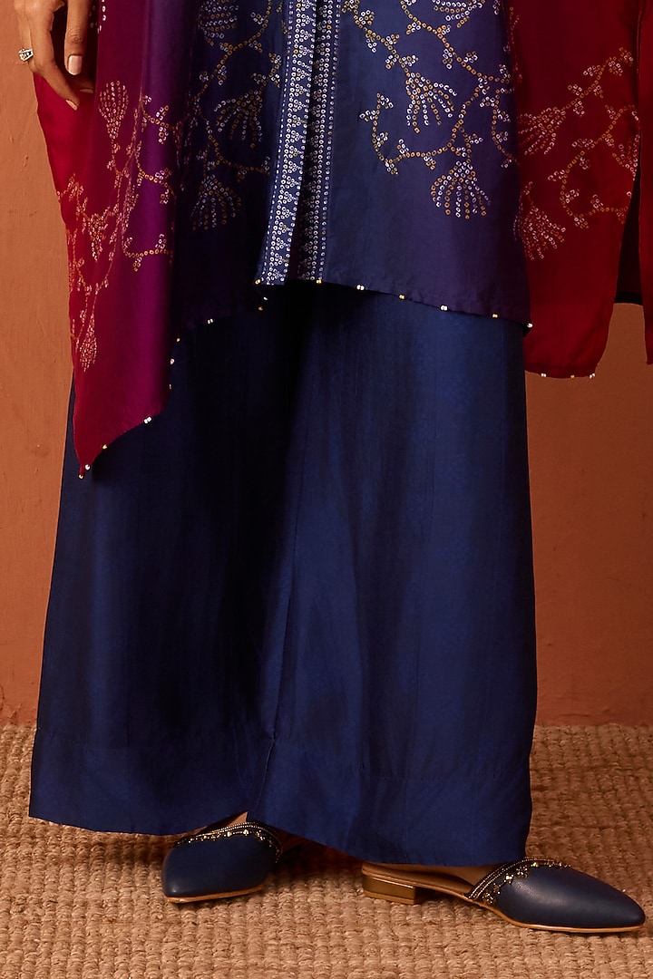 Blue & Pink Vasansi Silk Printed Kaftan Set by Vasansi Jaipur at Pernia's Pop Up Shop
