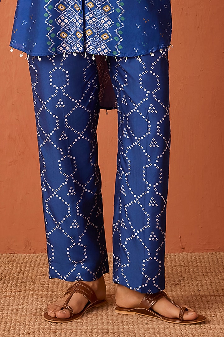 Blue Vasansi Silk Bandhani Printed Co-Ord Set by Vasansi Jaipur at Pernia's Pop Up Shop
