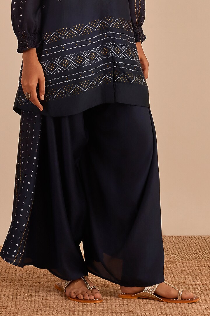 Charcoal Blue Vasansi Silk Printed Co-Ord Set by Vasansi Jaipur at Pernia's Pop Up Shop