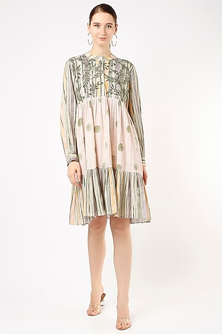 Multi-Coloured Embroidered Mini Dress by Vikram Phadnis